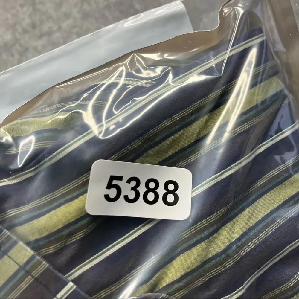 Banana Republic Mens‎ Shirt Long Sleeve Vertical stripped XL 17-17.5 Green Blue